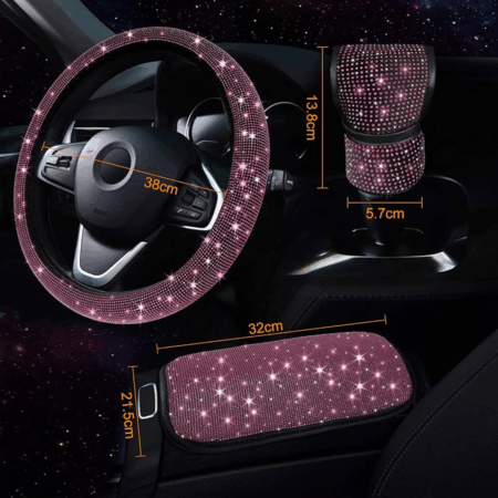Couvre volant voiture Housse Couverture volant, Diamant Strass en Cristal